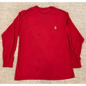 Polo Bear Long Sleeve T-Shirt Pocket Tee Red Graphic Top Large‎
